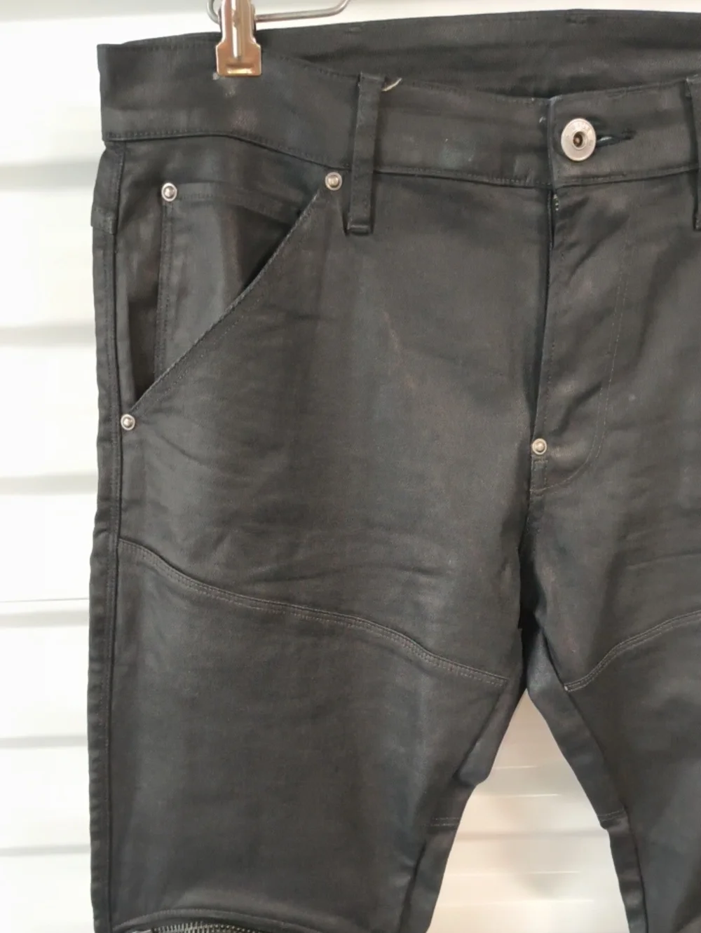 G-Star RAW 5620 3D Zip Knee Skinny Jeans Black Waxed Finish 33 x 32